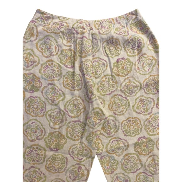 Harve Benard 100% Wide Leg Linen‎ Cropped Multi-Colored Cropped Pants Size 8 - Picture 6 of 12